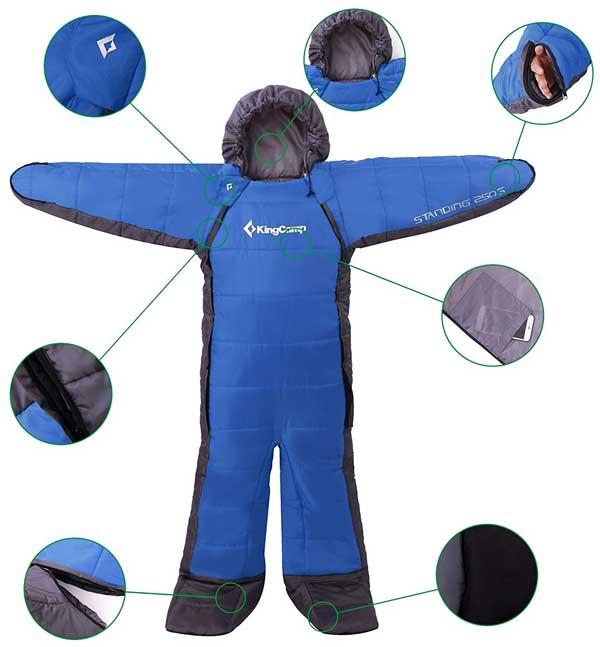 KingCamp Wearable Sleeping Bag for Kids, Shown in Blue