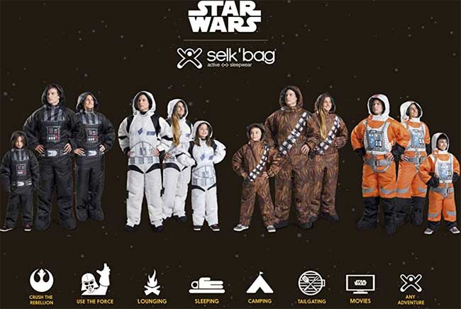 Star Wars Wearable Sleeping Bag: Chewbacca, Darth Vader, Storm Trooper, Rebel Pilot, for Adults and Kids